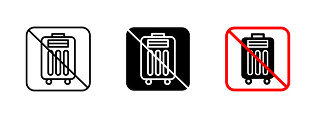 No luggage icon. Travel restriction vector illustration. Prohibited baggage sign for airport security and transport policy. Warning and restriction symbol for travel regulations.