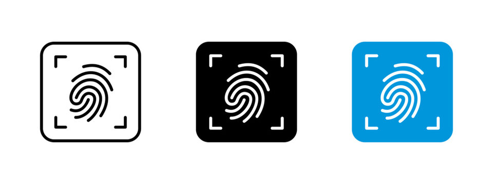 Fingerprint icon. Biometric authentication vector illustration. Security and identity verification symbol for digital access and personal identification. Cyber recognition pictogram. Touch sensor sign
