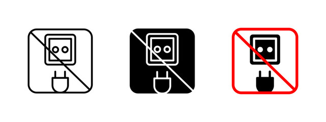 No electricity icon. Prohibited power connection vector illustration. Electrical restriction sign for safety precautions. Warning symbol for energy hazard prevention and controlled environments.
