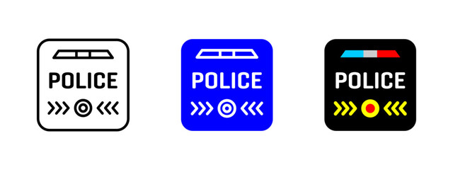 Police call button icon. Law enforcement alert vector illustration. Security patrol and emergency response alarm symbol. Authority sign for crime prevention, public safety and justice enforcement.