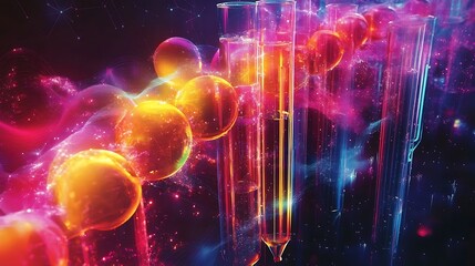 Clear cylinders and glowing globes.