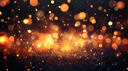 Fototapeta premium Fire embers crackling with a warm glow, as bright sparks fly through the air against a dark background.