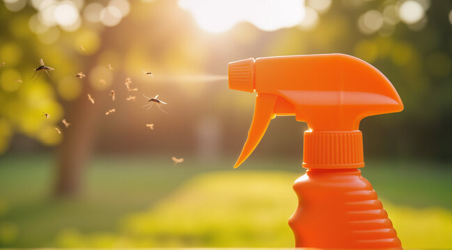 Spray Bottle Repelling Mosquitoes – Fine Mist Against Insects for World Malaria Day Awareness  