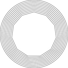 Circle frame line blend to polygon. Modern graphic design element