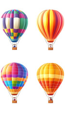 Obraz premium Isolated Background of Four Colorful Hot Air Balloons Transportation