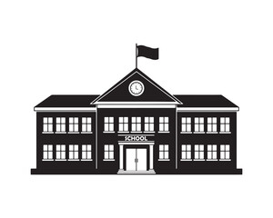 Classic School Building Silhouette Education Concept Vector
