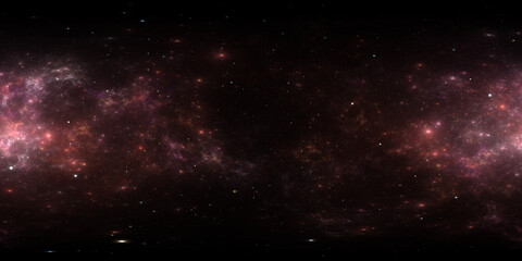 360 degree space nebula. Giant interstellar cloud with stars, equirectangular projection, environment map. Spherical panorama. 3d illustration
