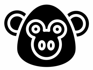 Abstract monkey icon in the shape of a face with black and white combination, suitable for modern designs and logos.