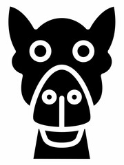 Simple donkey icon, black and white color, minimalist design, suitable for logo or symbol.