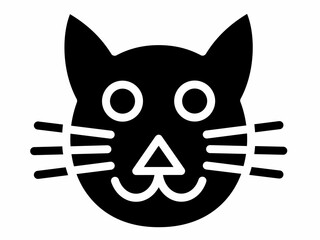 Simple cat icon, black and white color, minimalist design, suitable for logo or symbol.