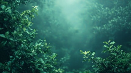 Obraz premium Enigmatic Emerald Enclave: A Misty Forest's Serene Embrace