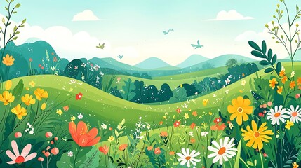 Fototapeta premium Springtime Meadow Landscape