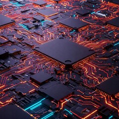 Background Digital Tech Circuit Neon Futuristic Cyber Security