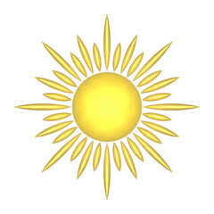 3D golden sun illustration. PNG with transparent background.	