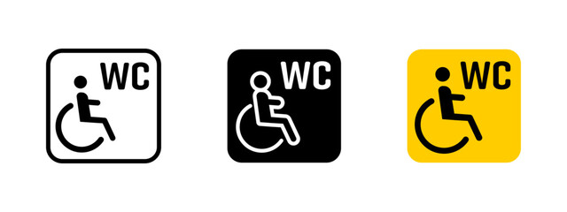 Fototapeta premium Wheelchair accessible restroom icon. Disabled toilet vector illustration. Handicap facility sign for public spaces. Mobility assistance and accessible washroom symbol.