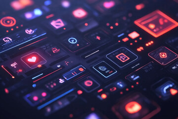 Obraz premium Digital audio mixing console with technology and sound elements