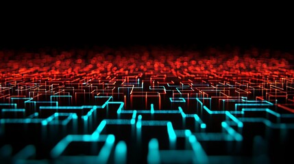 Fototapeta premium Dynamic Abstract Network Data Flow Virtual Space Digital Art Dark Environment Close-Up Visual Representation
