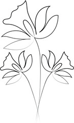 Minimalist Line Art of Three Flowers