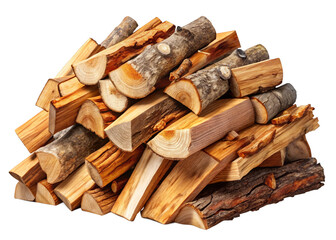 Fototapeta premium Firewood isolated on a transparent background.