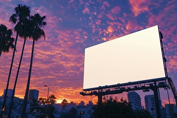 A Large Blank Billboard the Sunset Sky the Background of the New Years Party Activities