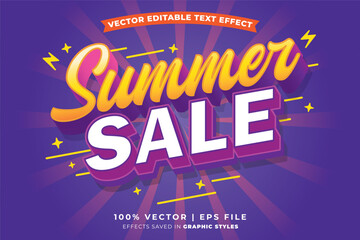 Obraz premium Summer sale editable text effect template. Editable text style effect summer sale theme suitable to celebrate the summer event.