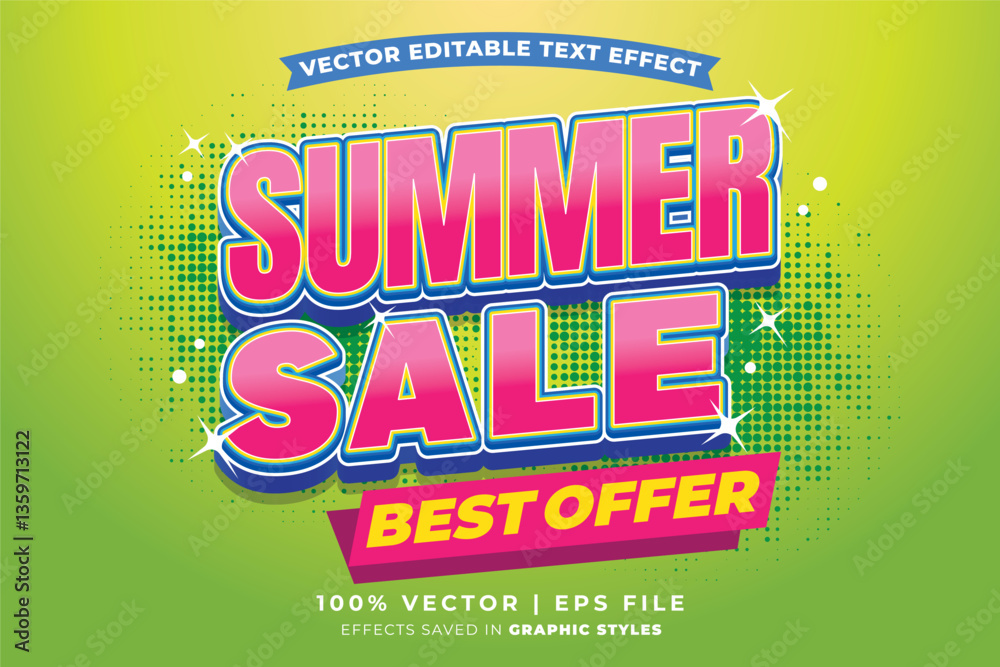 Wall mural summer sale editable text effect template. editable text style effect summer sale theme suitable to 