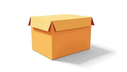 Orange cardboard box on white background