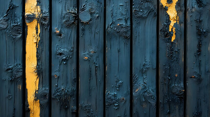 Dark Blue Wooden Wall With Yellow Paint Stripes