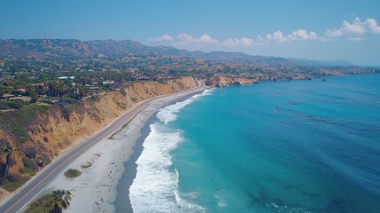 Fototapeta premium Scenic Winding Coastal Road Along Cliffs with Beautiful Ocean Views