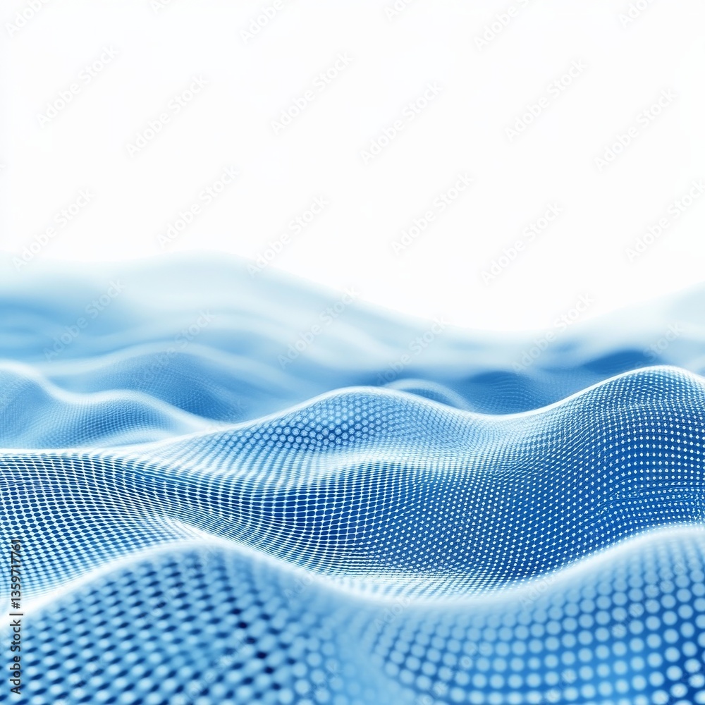Poster abstract blue network waves: connecting points in a digital landscape with a futuristic feel