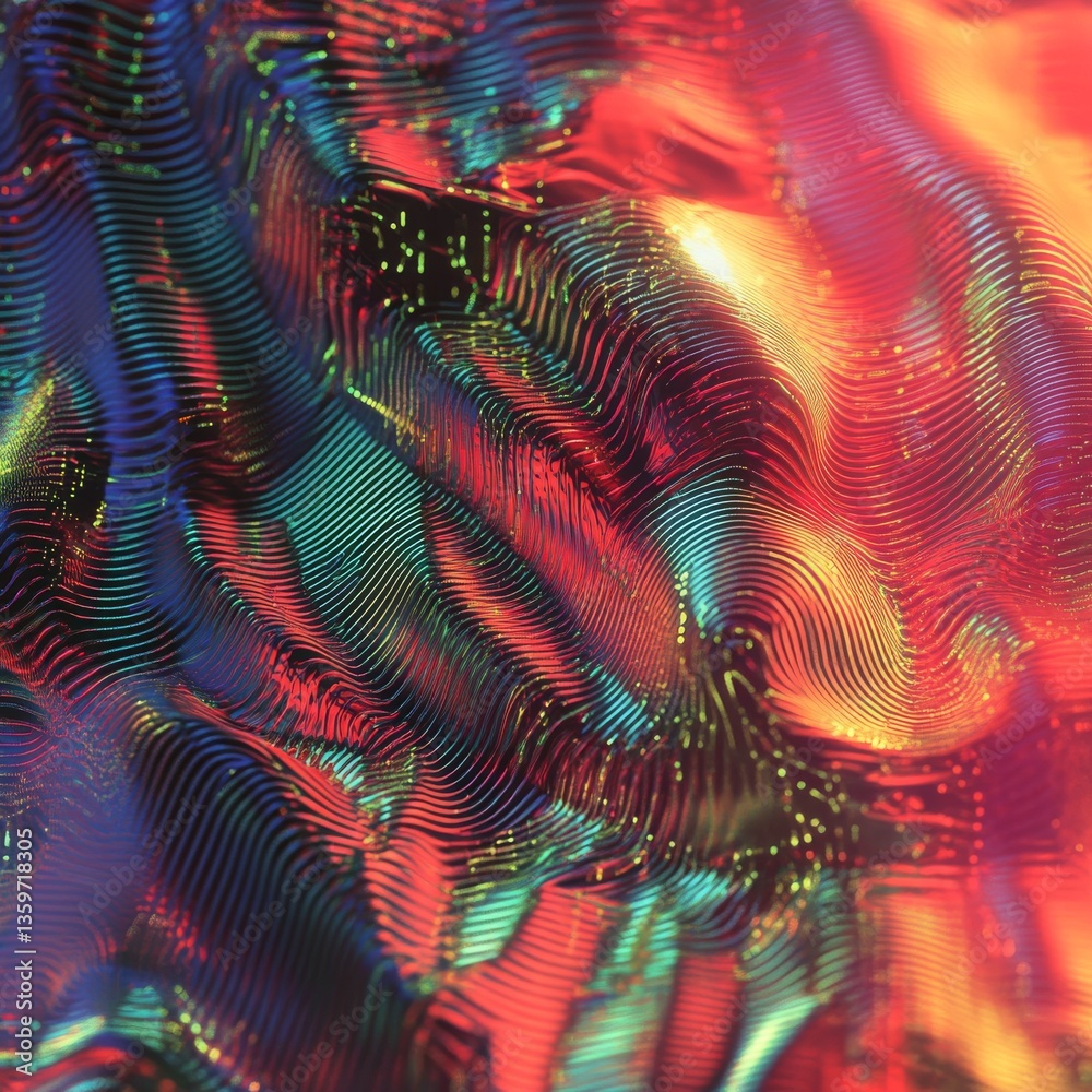Fototapete abstract terrain: digital landscape with glowing lines and vibrant color gradients in a mesmerizing 