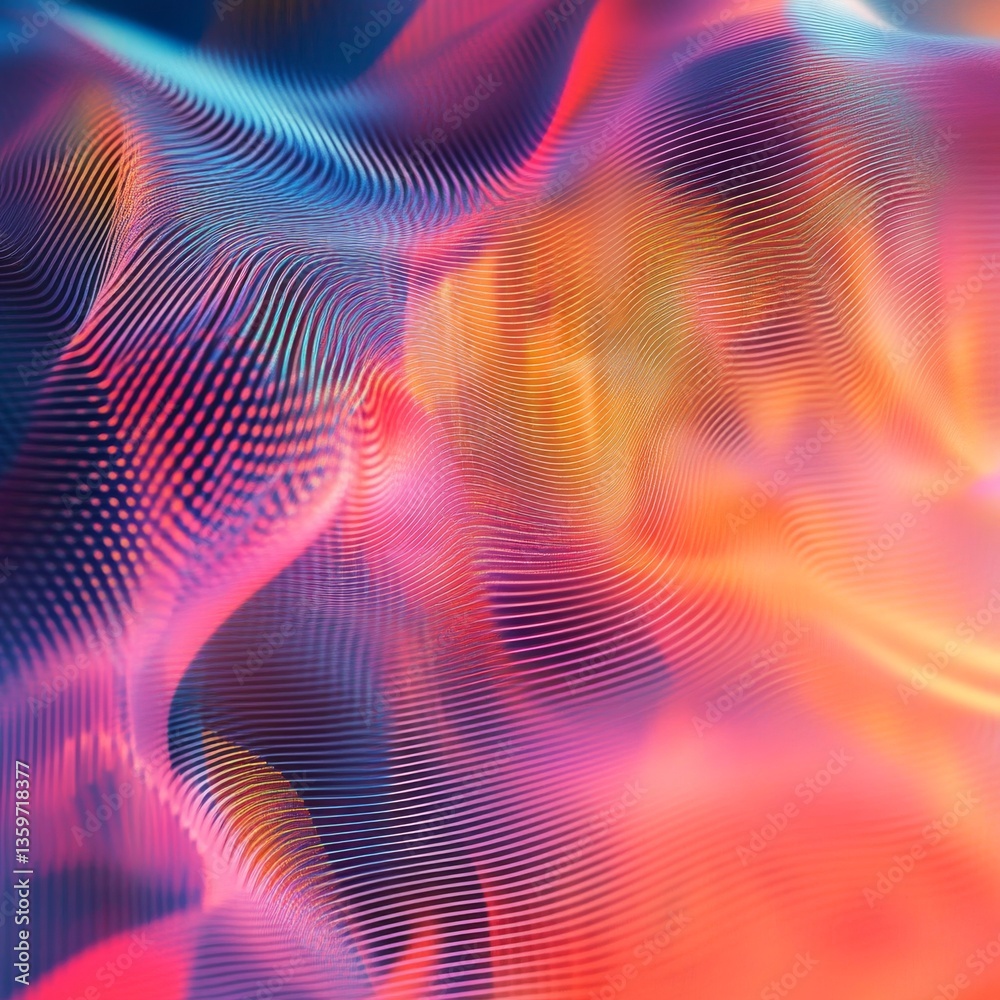 Poster Abstract Wavy Lines: Fluid Gradient Background with Vibrant Colors, Dynamic Texture and Mesmerizing Visuals