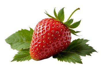 A Shiny Red Strawberry Isolated on white Background