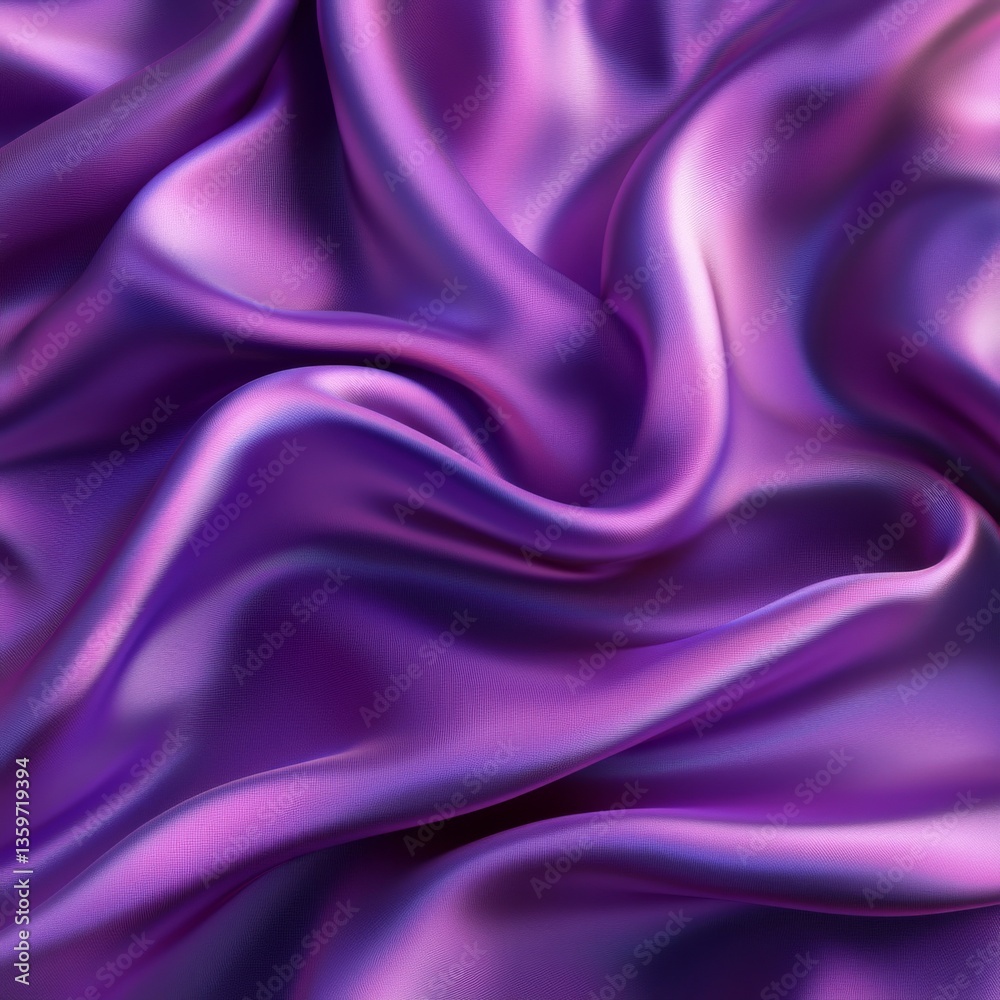 Poster Elegant Flow: Abstract Purple Silk Fabric with Soft Folds and Subtle Shimmering Texture for a Luxurious Backdrop