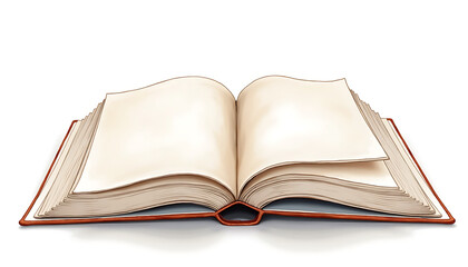 Open book with blank pages on white background