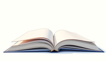 Fototapeta premium Open book with blank pages against white background
