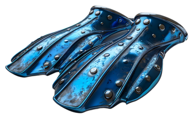 Futuristic Blue Metal Diving Fins Sci Fi Underwater Gear Concept