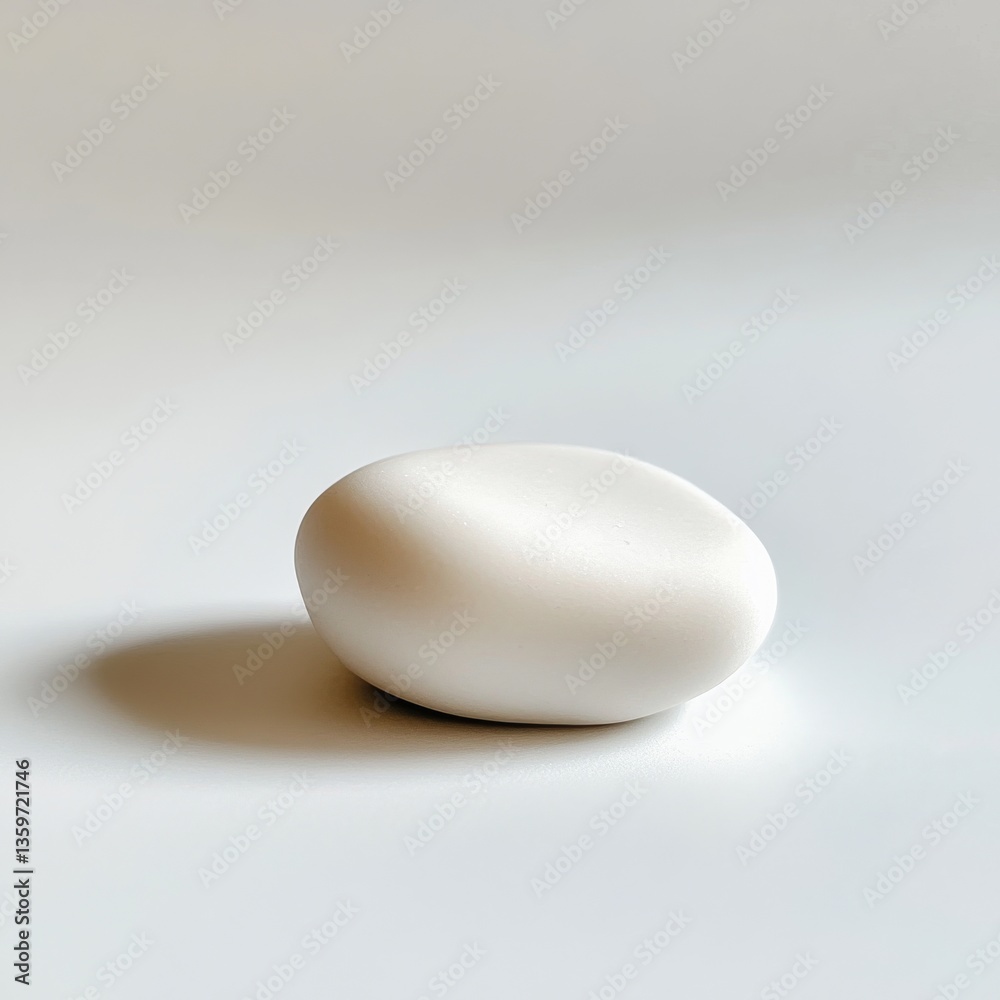 Poster minimalist still life: soft white stone with subtle shadows on a light background