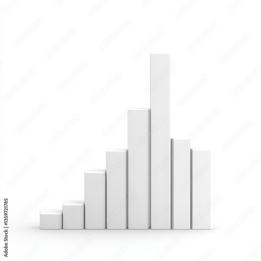Poster minimalist white bar chart illustrating growth and progress on a clean background