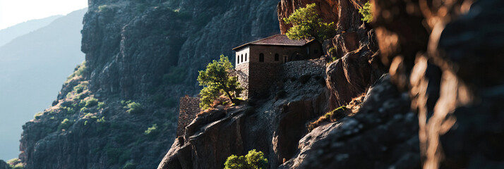 Stone Structure on Cliffside