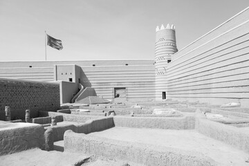 Historical Fort in Raghba in Saudi Arabia. The fort is currently undergoing extensive restoration