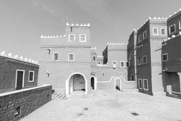 Al Subaie historic palace in Shaqra, Saudi Arabia. This house is traditional restored with clay bricks