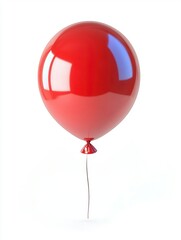 Bright Red Balloon Floating on White Background for Celebrations and Parties