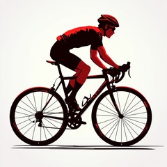 Obraz premium Silhouette of a Cyclist Riding a Bicycle in Red and Black Colors