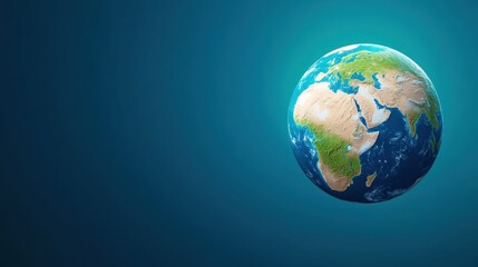 Fototapeta premium A vibrant depiction of Earth viewed from space, showcasing continents and oceans against a deep blue background, Sustainable Living.