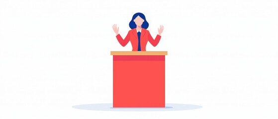 confident businesswoman and leader stands at podium, passionately addressing audience with enthusiasm and determination. businesswoman leader digital nomad