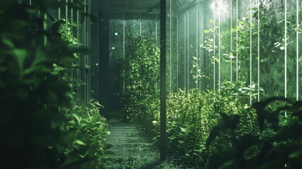 Fototapeta premium Lush Green Plant Life in a Vibrant Indoor Garden Environment