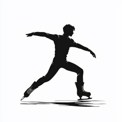 Obraz premium Silhouette of a male figure skating on ice with elegant pose