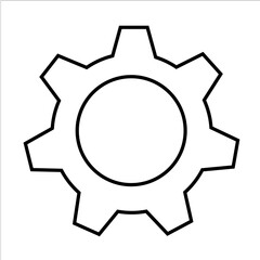 Gear icon. Black and white contoured gear icon. A technical symbol of mechanics, operation and customization. 