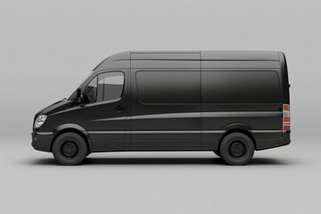 Vibrant Color Visual of Isolated Realistic Black Van From Left Front View